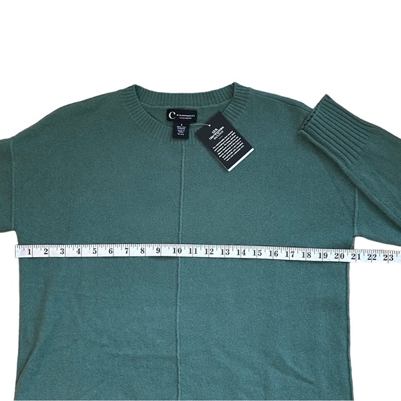 NWT C by Bloomingdales High/Low 100% Cashmere Crewneck Sweater Green S - Picture 6 of 10